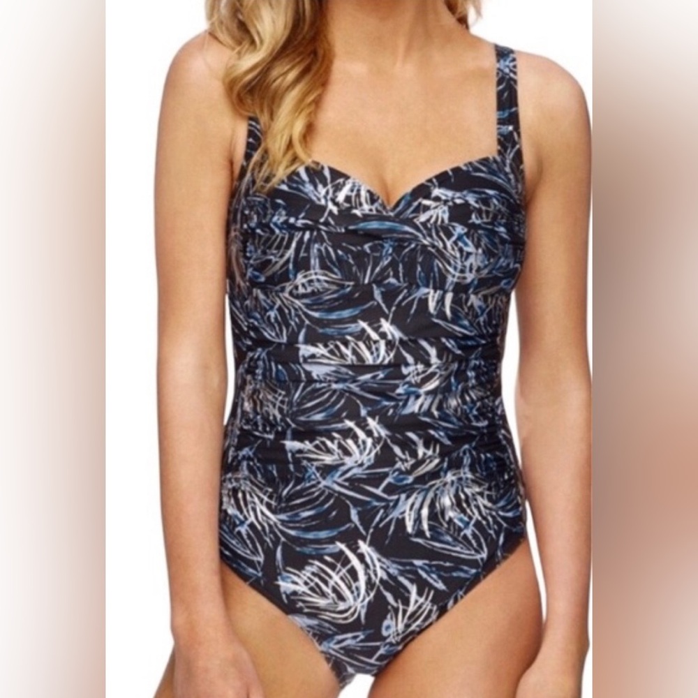 NIP TUCK Palm Foil Twist Front‎ One Piece Swimsuit Joanne Size 12
